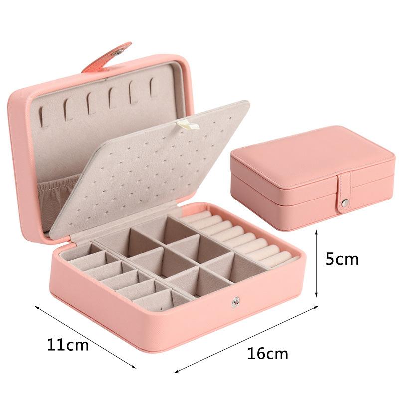 Jewelry Storage Box Portable Travel Jewelry Bag Earrings Necklace Storage Case for Women Ring Organizer PU Leather Display Case