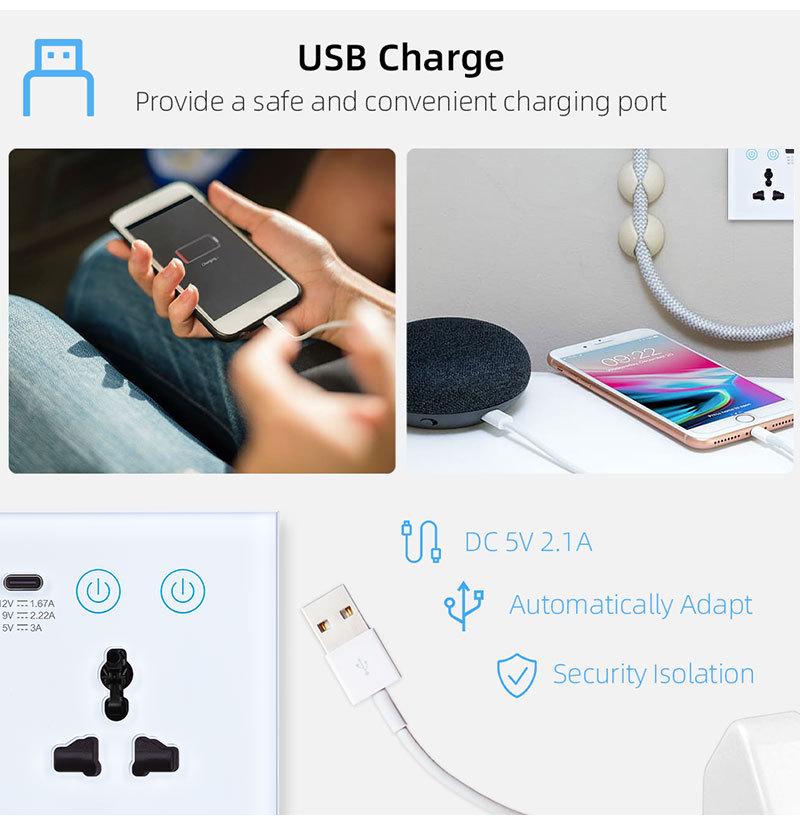 Tuya WiFi Smart Wall Socket with Alexa & Google Home Voice Control