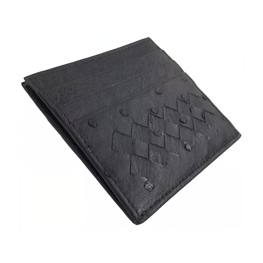 Bottega Veneta Intrecciato Woven Design Ostrich Leather Card Holder Men Accessories Black 547880VE0B88757