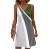 Women Summer Dresses V-Neck Print Sleeveless Sundress Casual Dress