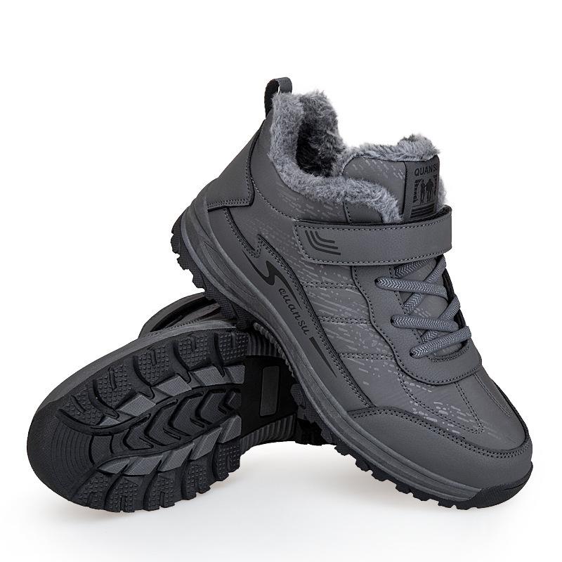 Winter Velvet Thickened Warm Non-slip Outdoor Cotton Shoes Casual High-top Walking Shoes Anti-splashing Mother Shoes