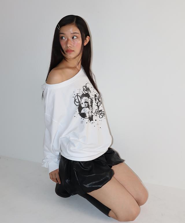 RONRON Urban Off Shoulder Sweatshirt White