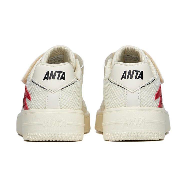 Anta Kids Velcro Strap Breathable Casual Skate Shoes Off White Red A332118000C-1