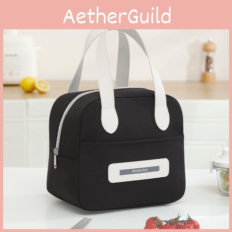 Print Beenlove Letter Solid Color Lunch Insulated Bag Portable Hand Held Bags