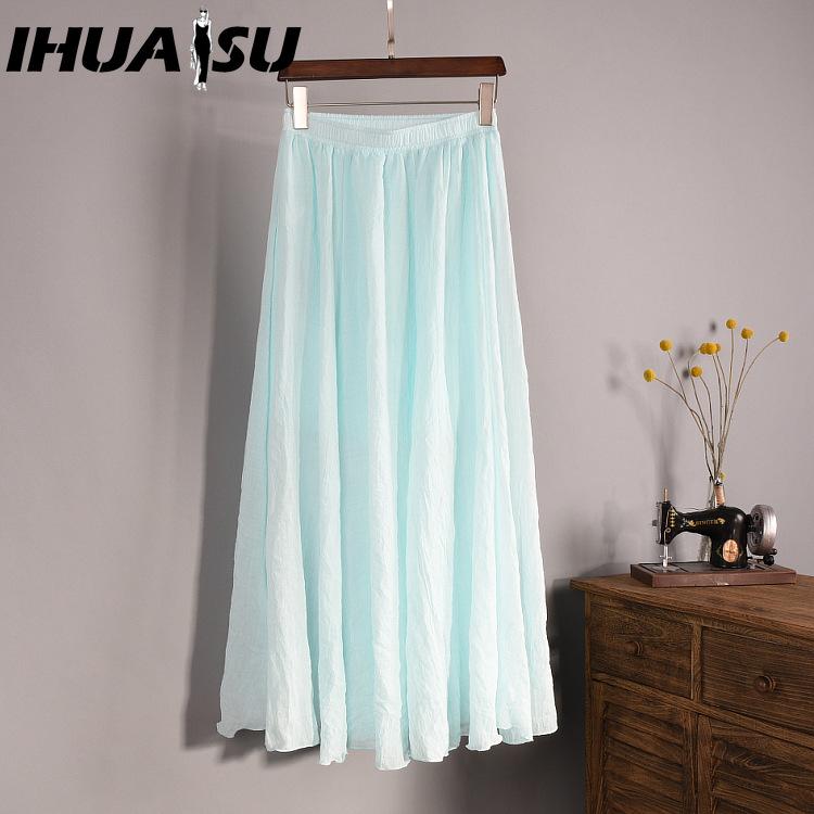 IHUASU Women's Fashion Casual Solid Color Print Summer Spring Skirt