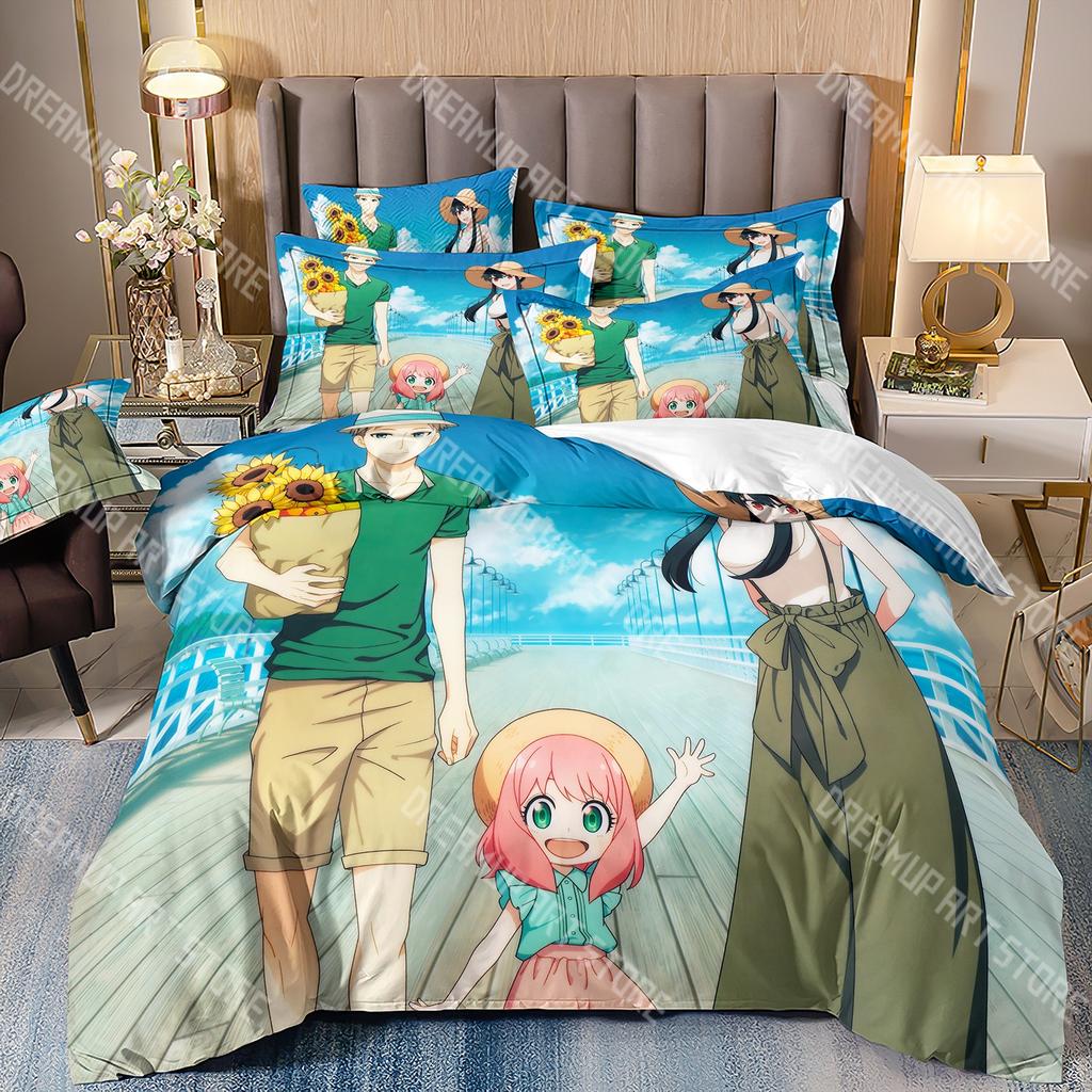 Fashion S-SPY Anya FAMILY Anime Bedding Set Single Twin Full Queen King Size Bed Set Kids Bedroom Duvetcover Sets Bed Sheet Set