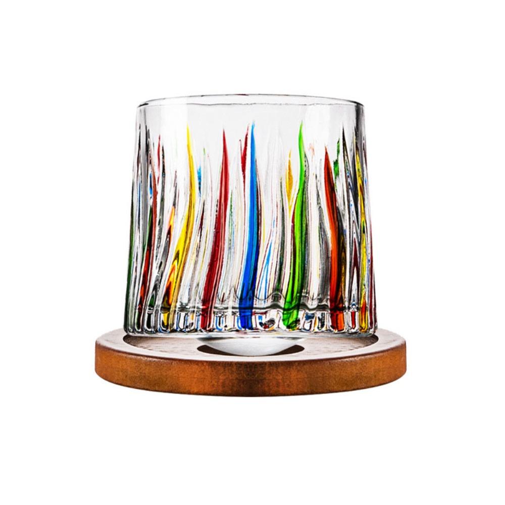 Bar Accessory With Base Spinning Whiskey Glass Clear Thickened Brandy Glass Rotating Wine Cup Beer
