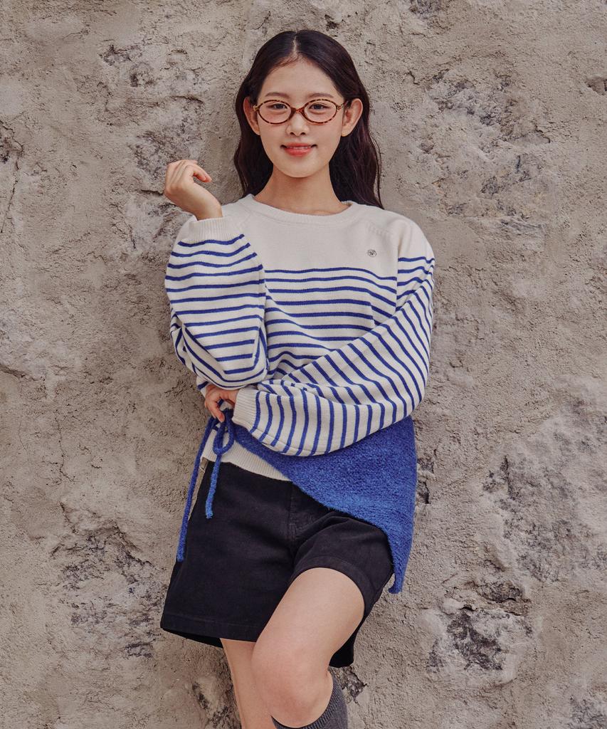 SWEET SOUP Striped Loose Fit Emblem Sweater (Wbalkf1)