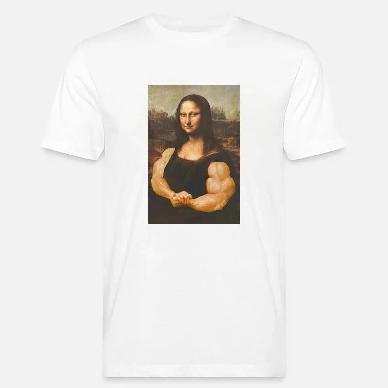 Funny Mona Lisa Bodybuilding T Shirt Muscles Gym Parody Hilarious Painting Casual Graphic Tshirts Camise Fashion Short-sleev Tee