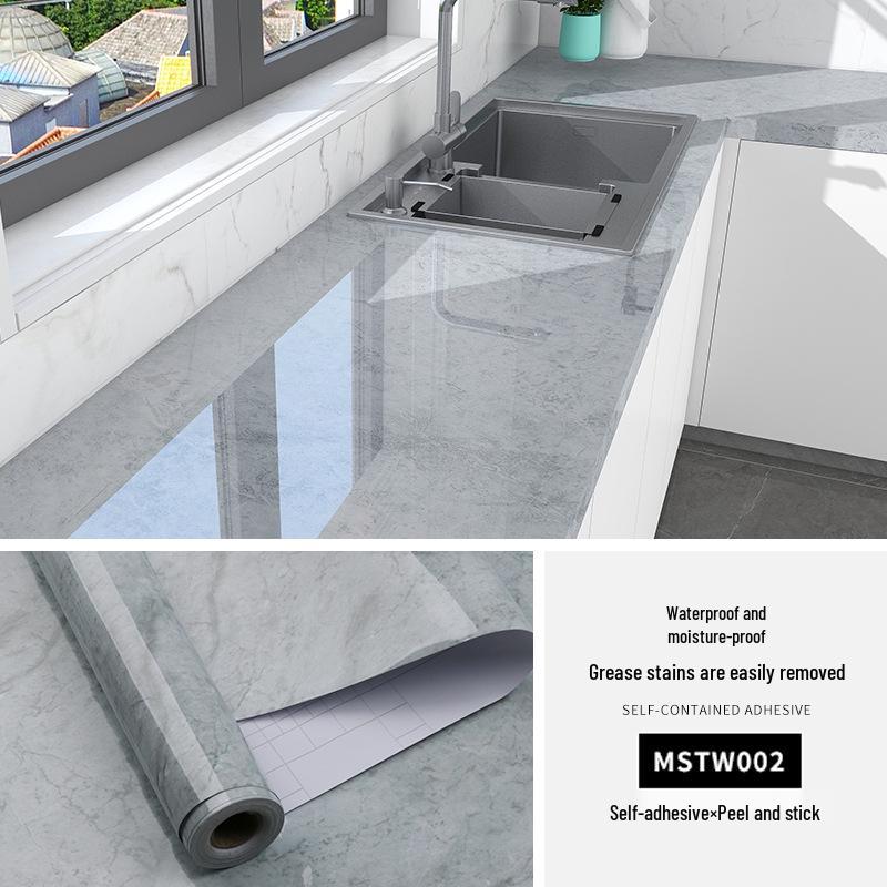Waterproof, Oil-Proof Marble Self-Adhesive Wallpaper for Bathroom, Kitchen, Living Room, and Toilet Renovation.
