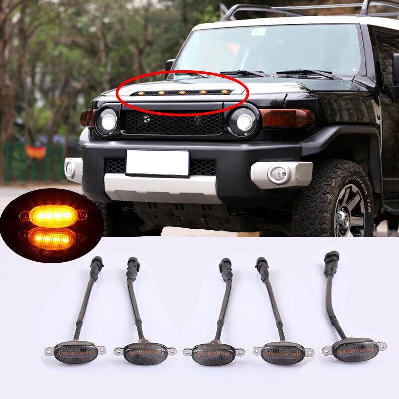 Для Toyota FJ Cruiser 2007-14 Дымчатый фонарь Янтарный светодиод Передняя решетка Ходовой огонь 5 шт.