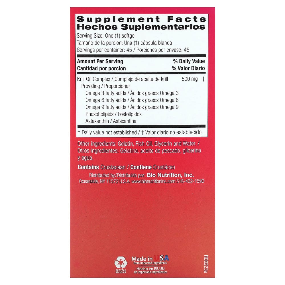 BioNutrition Krill Oil Complex Softgels, 45 Count