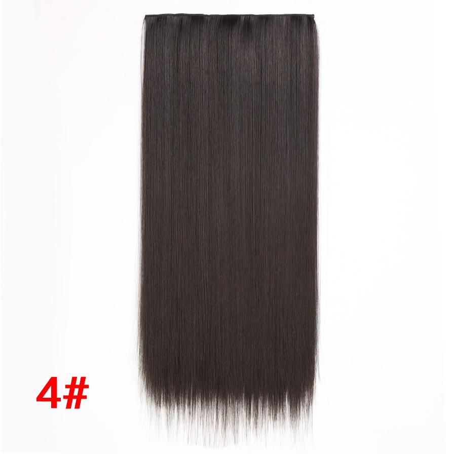 Leeons 5 Clips In Hair Extensions Synthetic Straight Heat-Resisting Fiber Clip On 24 Inch Blonde Brown Fashion Color For Women