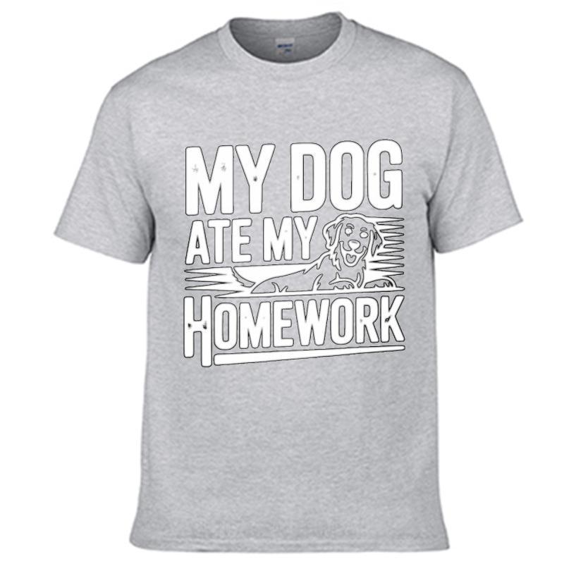 Breathable Tee Relaxed Fit For Him Crew Neck T Shirt Cotton My Dog Ate My Homework Retro For Man Teeshirt Unisexs Tshirt