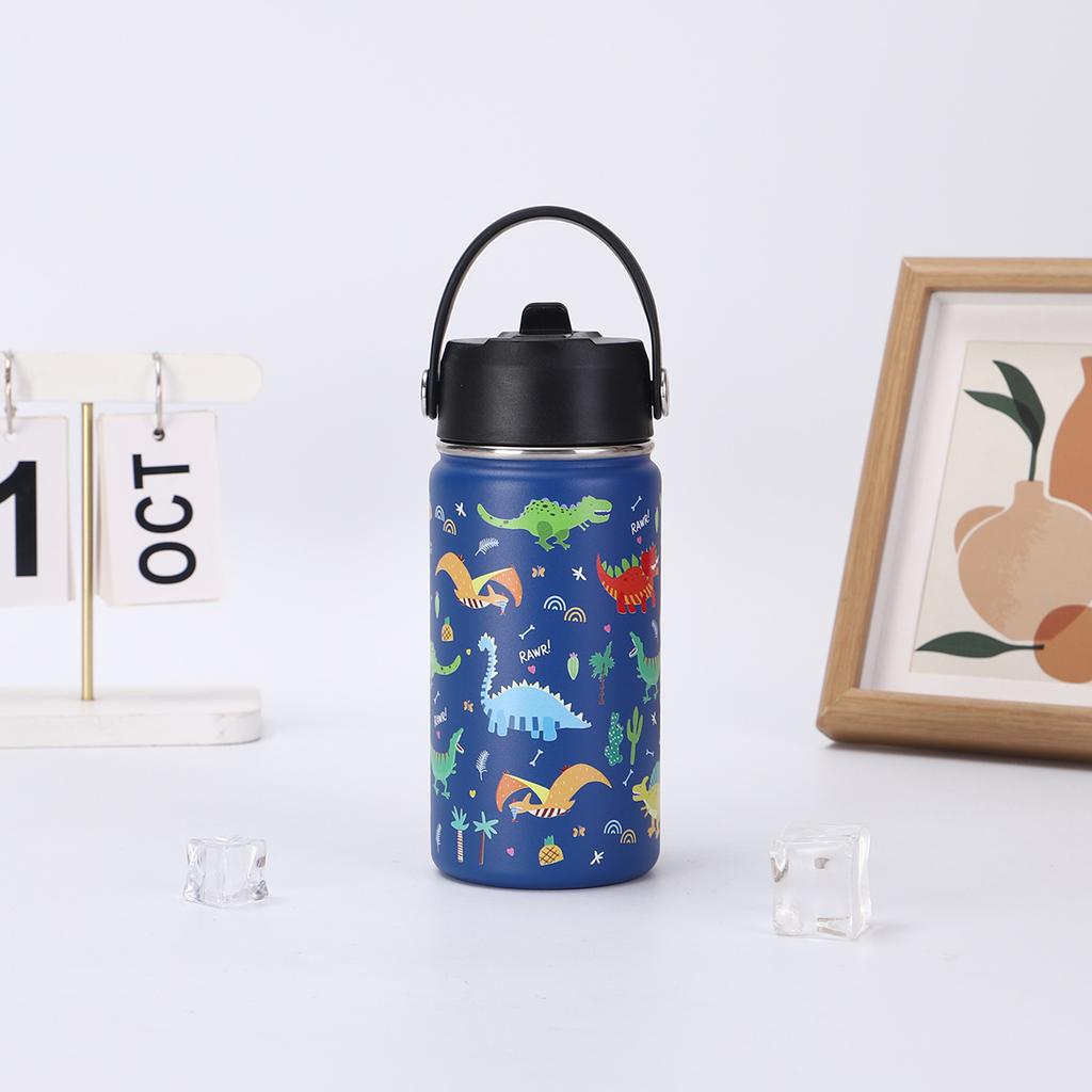 Cute Animal Cartoon Student Kids Space Cup, Stainless Steel Insulated Mug with Straw, Outdoor Portable Travel Bottle, 1Pc