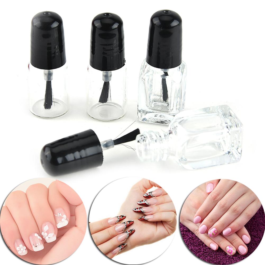 2ml/3ml Empty Nail Polish Clear Glass Bottle Storage Container with Black Cap