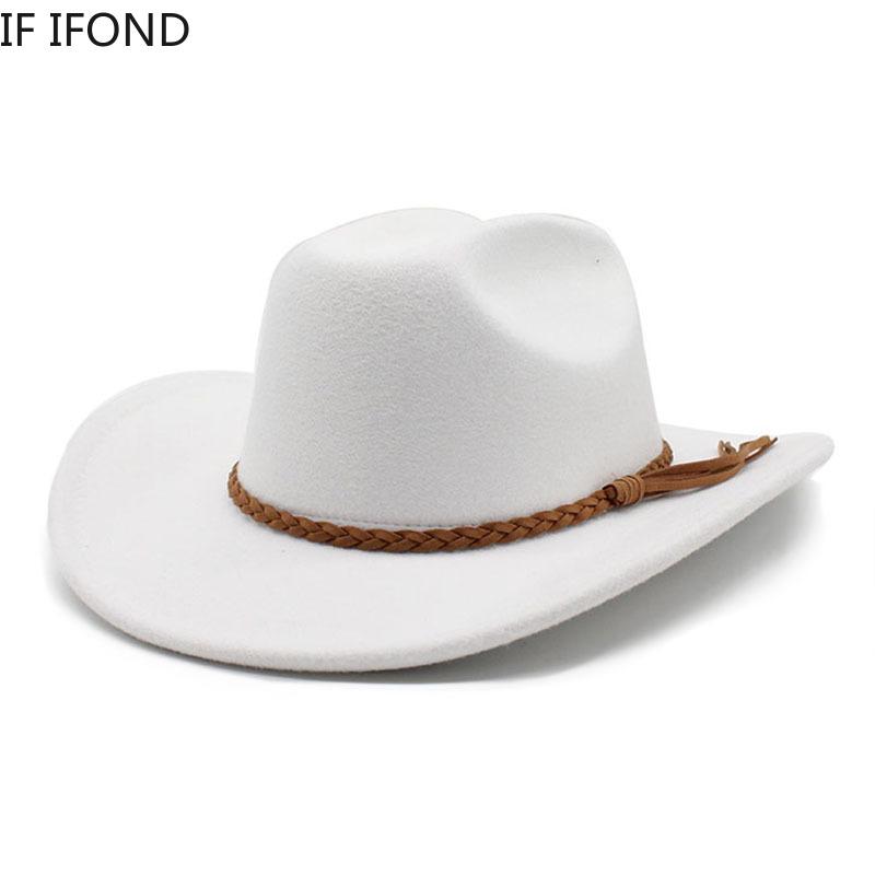 2022 Vintage Western Cowboy Hut Für Männer 8CM Breite Krempe Gentleman Jazz Hüte Panama Cowgirl Cloche Kirche Sombrero hombre Caps
