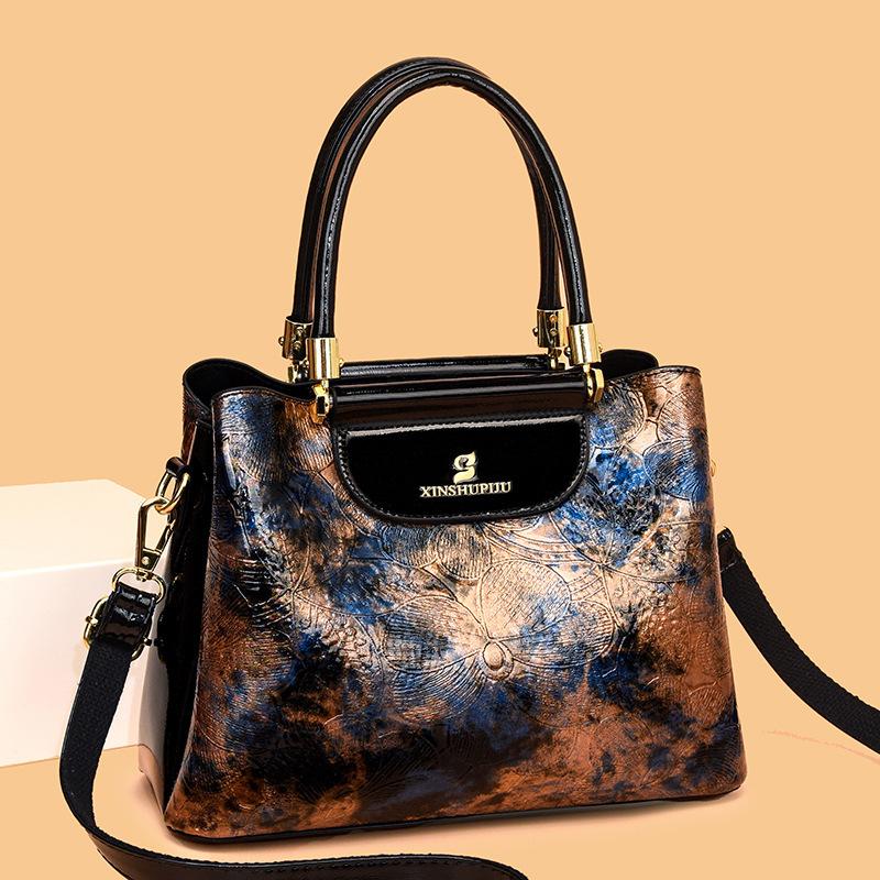Women's Retro Hollow PU Leather Tote Bag Fashion Hundred Senior Sense Crossbody Bag Retro Satchel Handbag Tote Bag