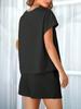 Women's Two Piece Loungewear Set Short Sleeve Top and Shorts Matching Pajama Outfit with Pockets
