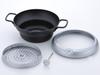 Wahei Freiz 24cm Iron Tempura Pot with Splatter Prevention, Lid, Thermometer, IH and Gas Compatible, Deep Fryer, Tempura Pot, Oil Drainer, Made in Jap