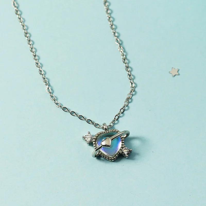 BFCLUB Silver Color necklace Moonstone Bead Necklaces & Pendants For Women Handmade 925 Sterling Silver Fashion Jewelry