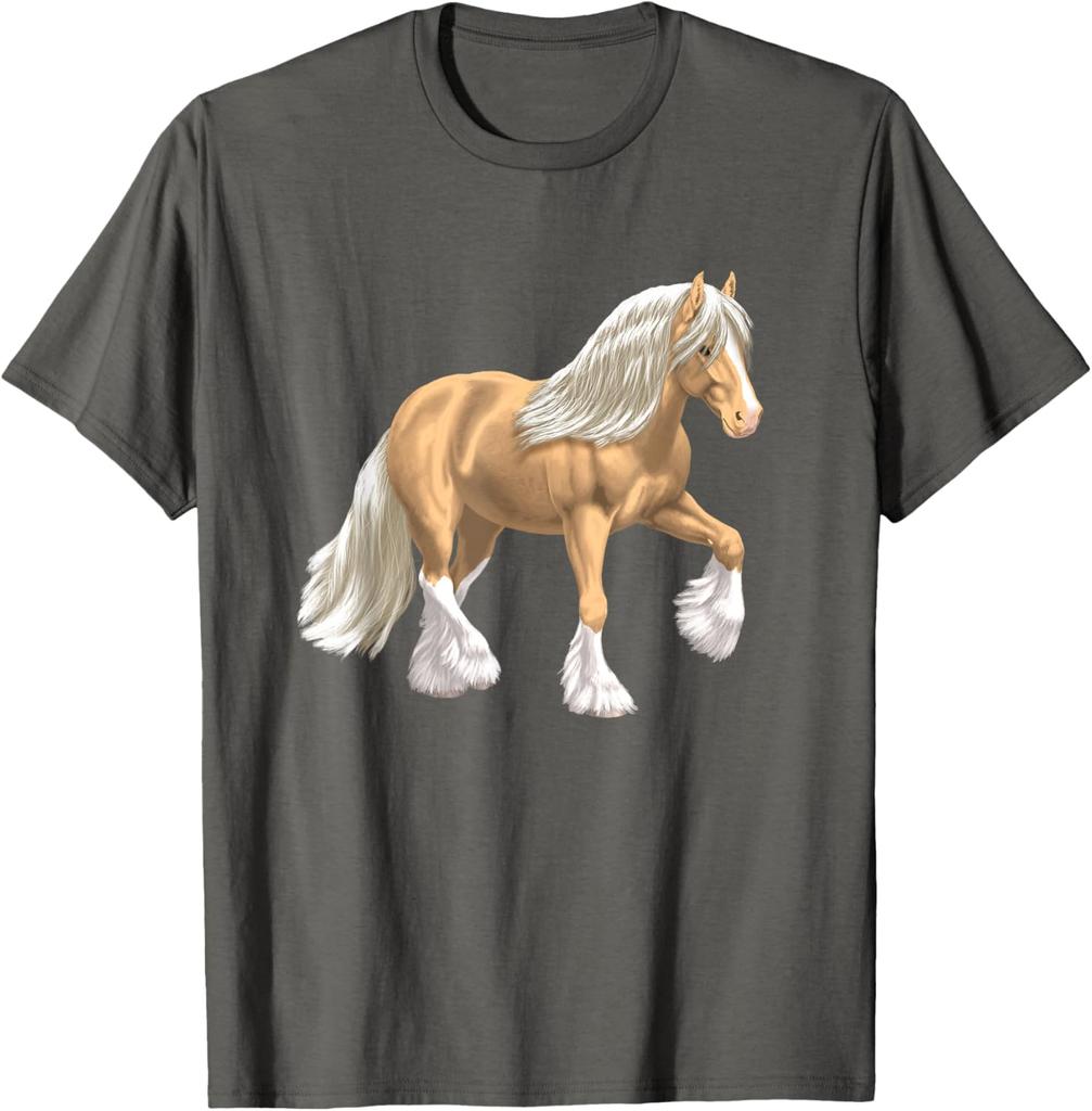 Cob Tinker Horse Graphic Print Round Neck Casual T-Shirt Breathable Lightweight Tee