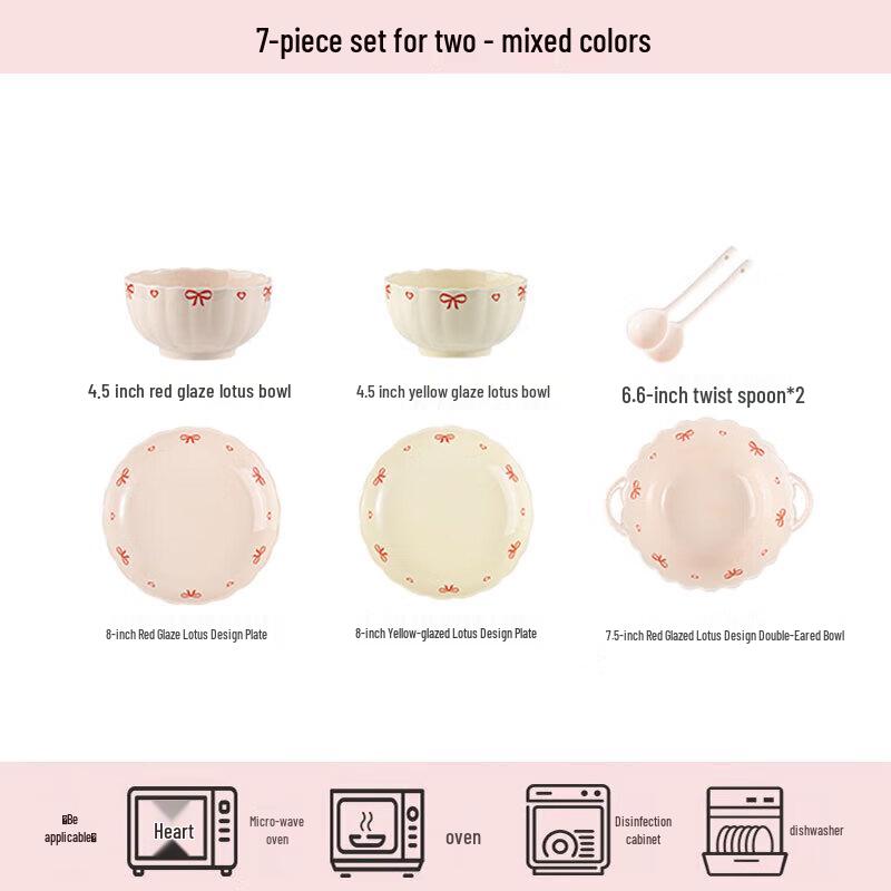 Peirsen Ceramic Cream Style Bowknot Dinnerware Set