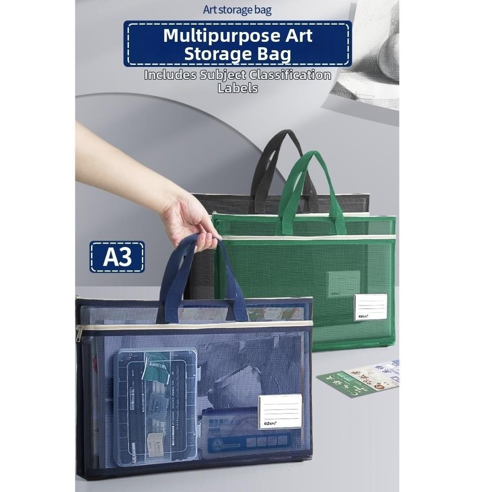 Zip Handbag A3 Mesh Art Bag Large Capacity a4 Test Paper Bag 8k Sketch Drawing Album  Stationery