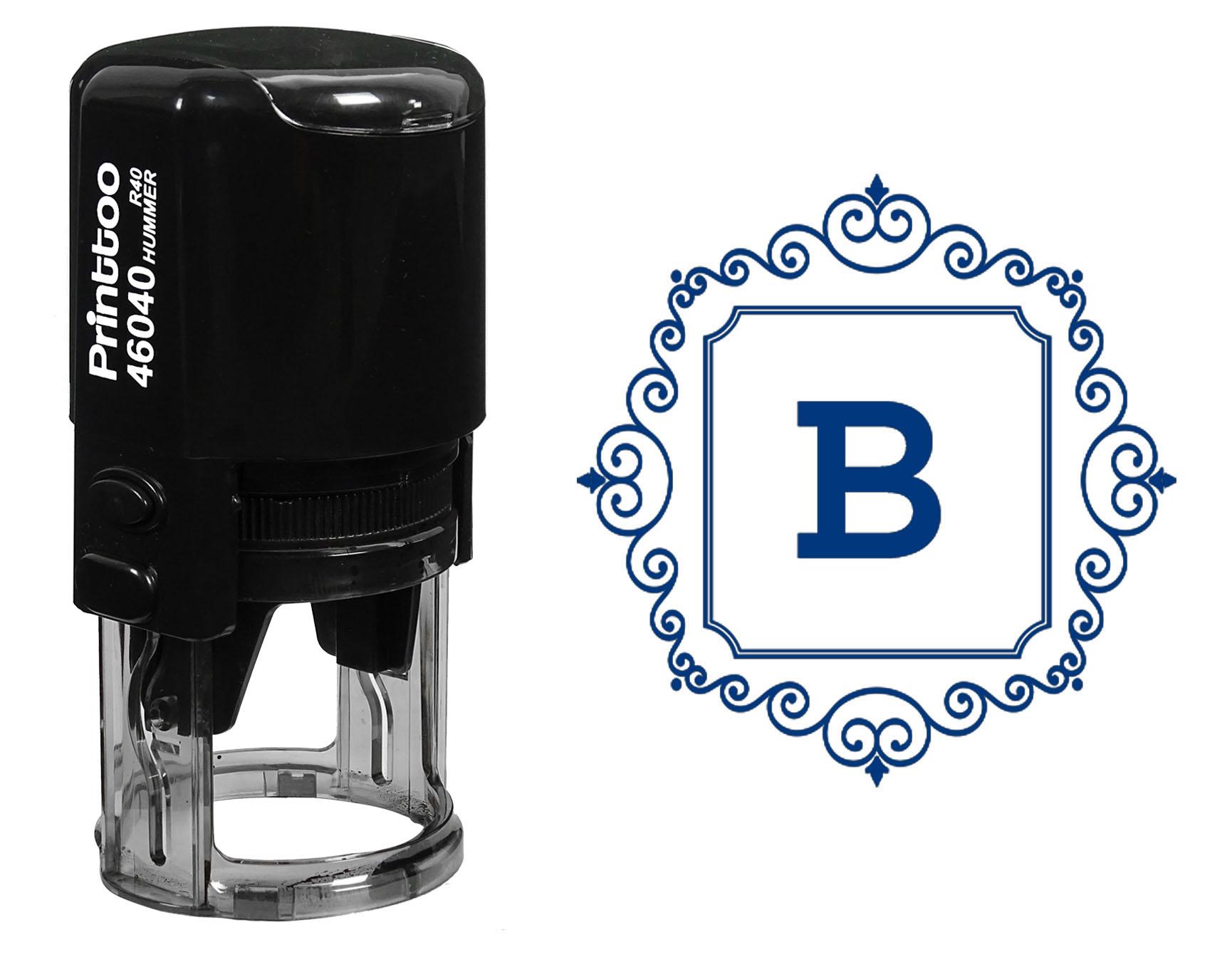 

Printtoo R-40 Square Swirl Border B Alphabet Monogram Initial Self Inking Rubber Stamp Office 30 mm Diameter (Approx) синій