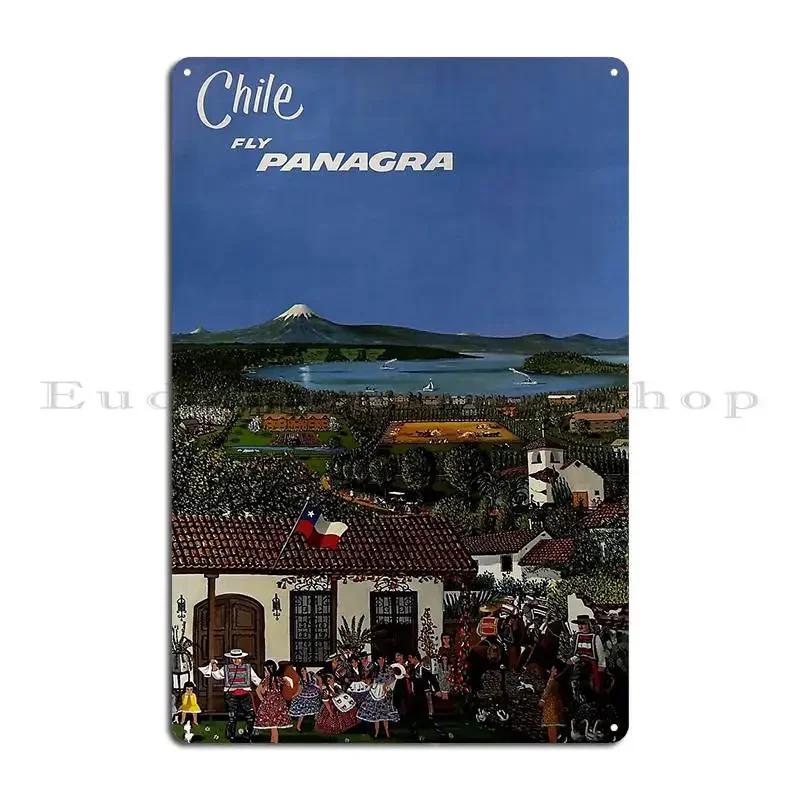 Chile Vintage Travel Poster Metal Signs Design Design Pub Club Bar Pub Designing Tin Sign Poster 20x30cm(7.8x11.8inch)