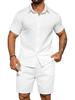 2025 Knitted Summer Beach Button-Up Top & Shorts Set with Pockets