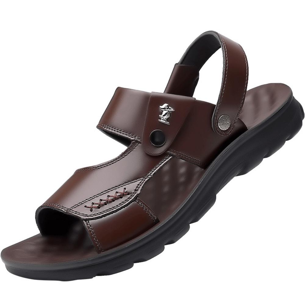 Pánské kožené sandály Letní ležérní pohodlné nazouvací sandály Venkovní plážová obuv Prodyšné módní