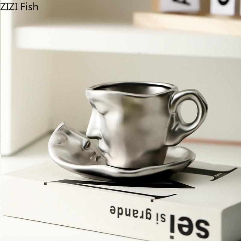 Tazza Bacio sul Viso Tazza in Ceramica Creativa Tazza Acqua Coppia Tazza Caffè Tè Pomeridiano Set Tazze Set Bere Ufficio Casa Regalo Amico