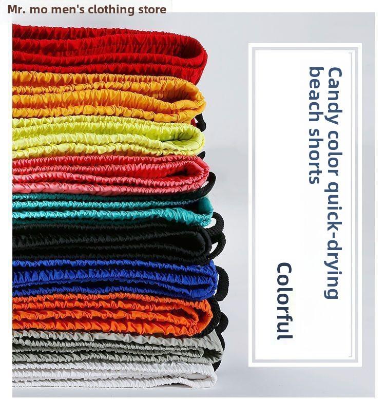 Pánské trendy rychleschnoucí plážové šortky Korejské barvy Candy Color