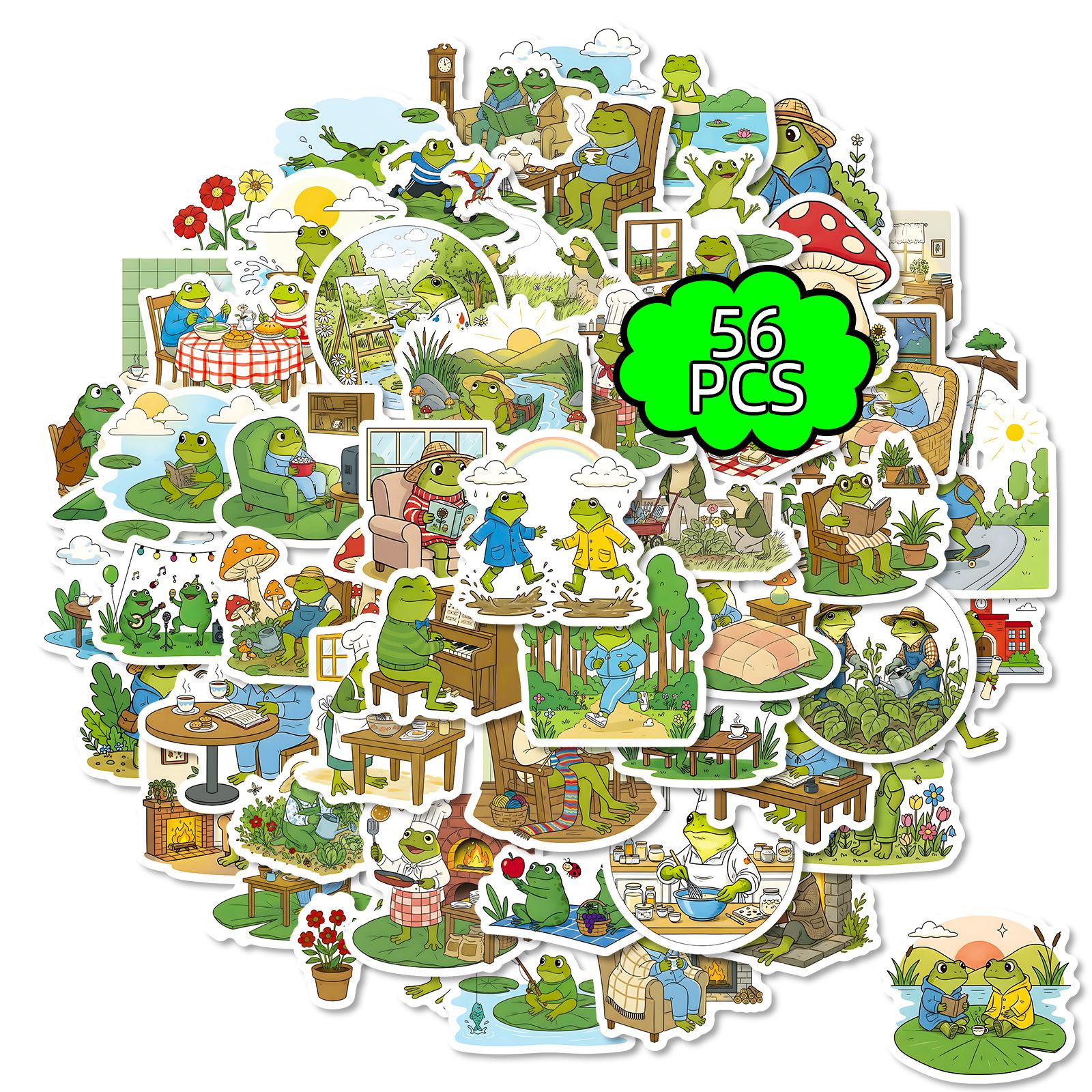 

56 Cartoon Frog Graffiti Stickers Cute Travel Frog Decoration Mobile Phone Case Computer Stickers