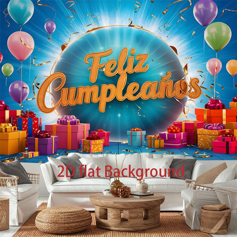 Geburtstagsparty Hintergrund Buntes Polyester Banner Fotokabinen Dekoration 103