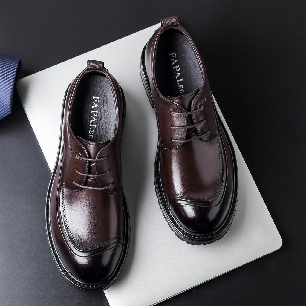 Chaussures en cuir à grosse tête pour hommes affaires grande taille 46 chaussures en cuir marron première couche vache cuir véritable pour hommes travail chaussures de ville tendance cuir pur