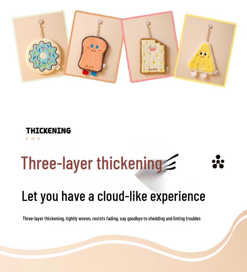 Free Shipping: Korean Style Cartoon Hand Towel - Absorbent, Quick-Drying Coral Fleece for the Kitchen