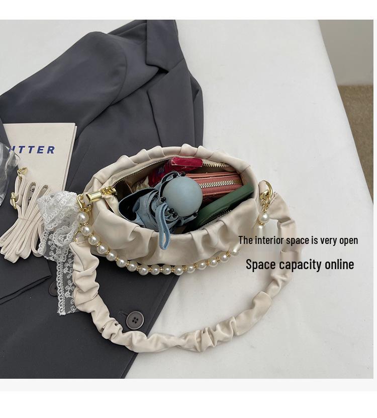 Pearl Temperament Women's Ruched Cloud Shoulder Bag - Spring 2025 Fashion