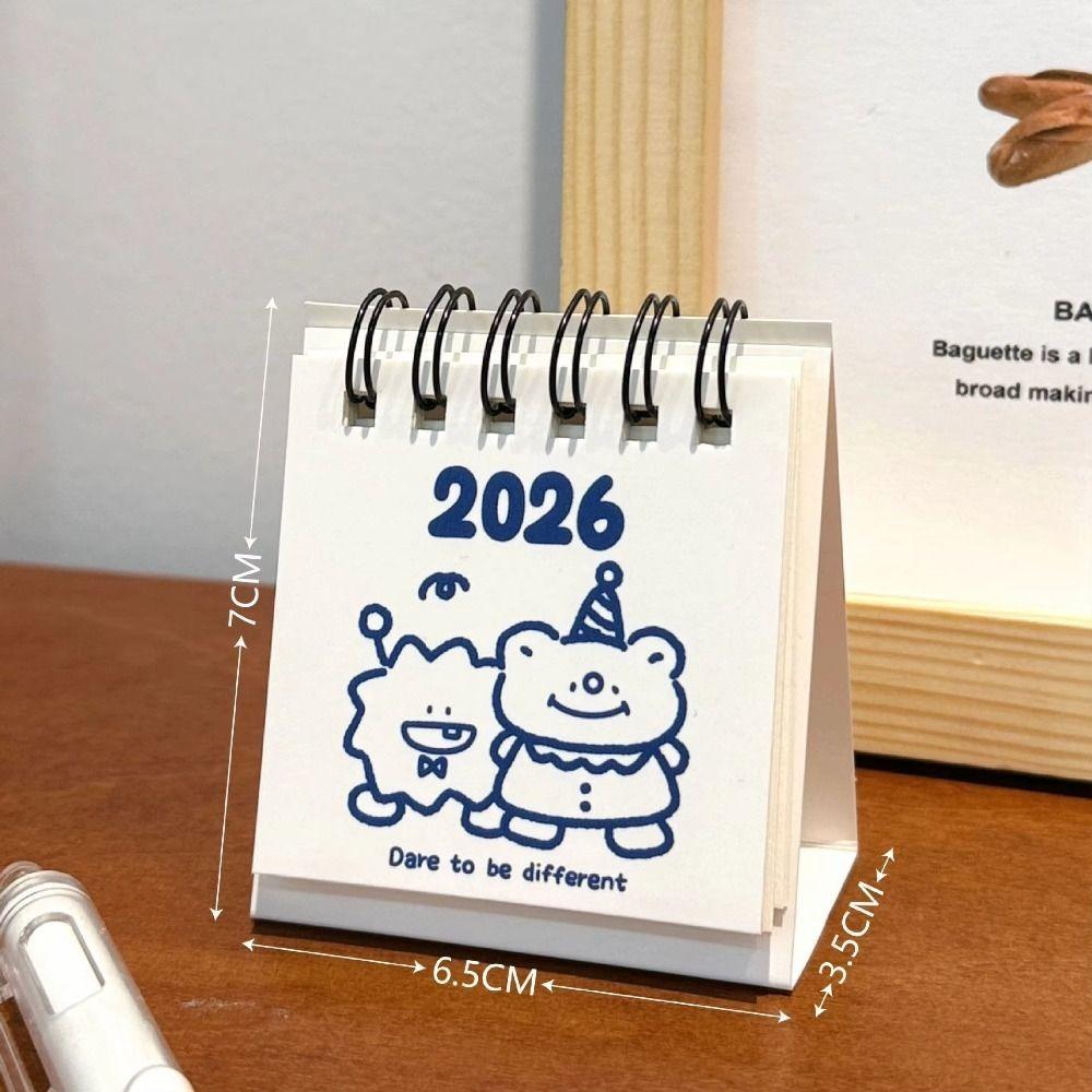 Mini 2026 Desk Calendar Portable Cartoon Monthly Planner Calendar Plan Book Desktop Ornaments