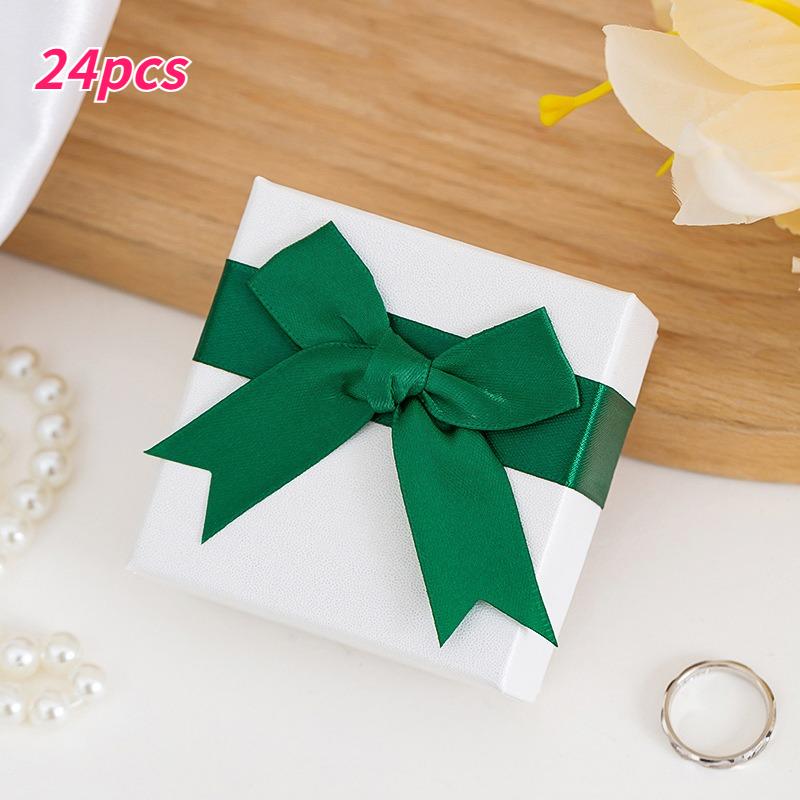 24pcs Bow Jewelry Boxes Necklaces Earring and Ring Jewelrys Display Case Cardboard Storage Box Valentine's Day Jewelry Packaging