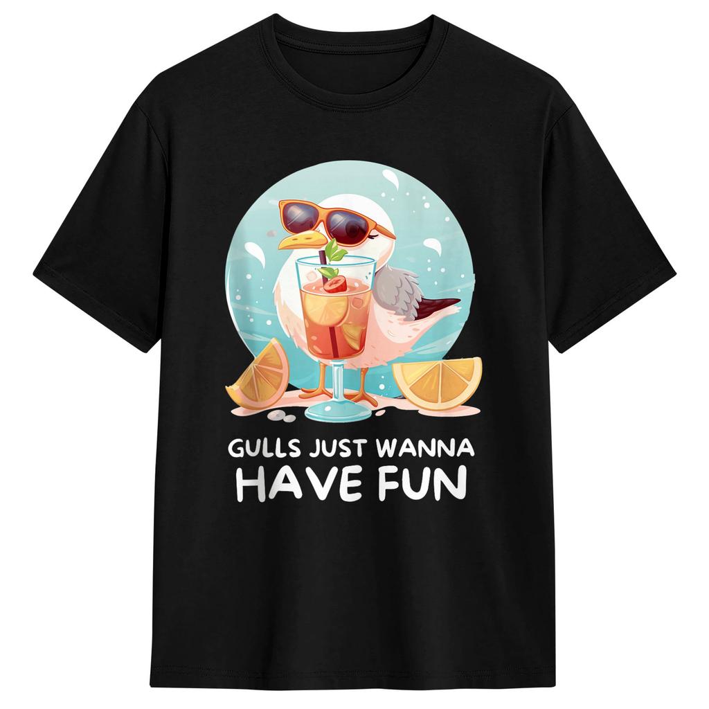 Gulls Just Wanna Have Fun Bird Whisperer Seabird Seagull T Shirt Harajuku T Shirts Short Sleeve Awesome Tops Summer Cotton Tees