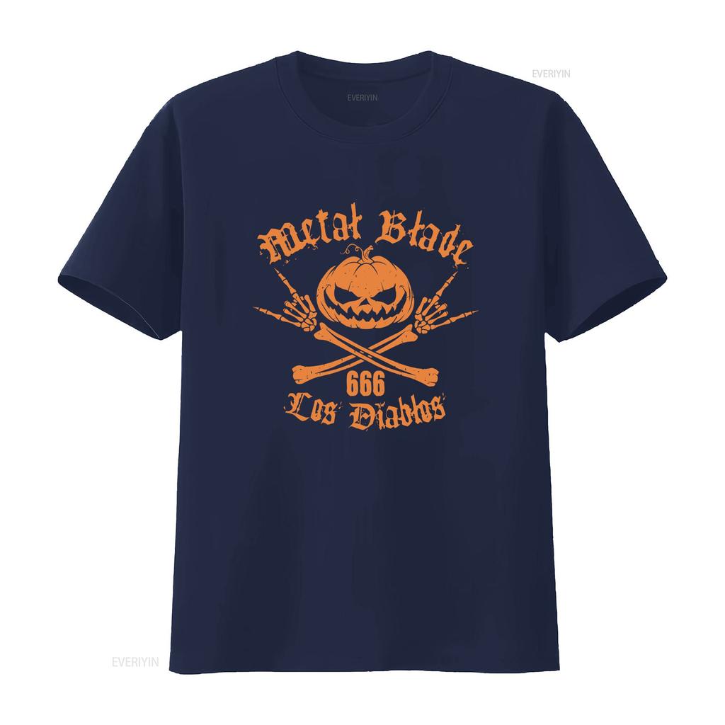 Los Diablos By Metal Blade Records Halloween Totenkopf Knochen T-Shirt vintage Gewaschen Weich Bequem Leicht für Männer Dehnbar