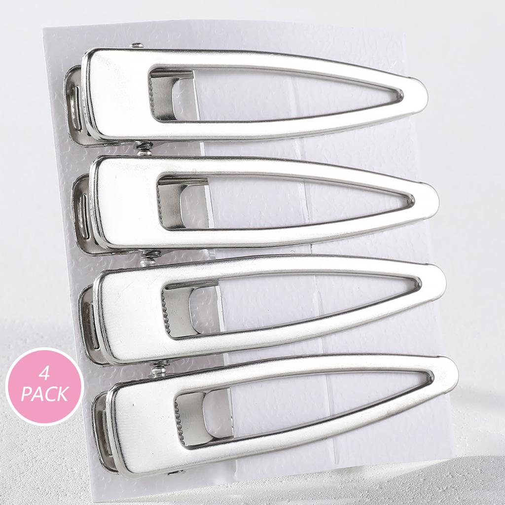 4/24Pcs Silver Y2k Hair Clips for Women Hollow Out Metal Duckbill Clip Gilrs Hairpins Side Clips Styling Girls Hair Accessories