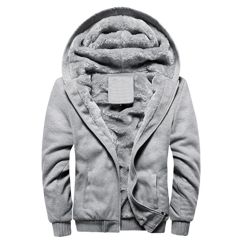Men S Korean Style Fleece Lined Zip Up Hooded Sweatshirt For Casual Wear
