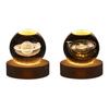 LED Crystal Ball Lamp Milky Way System Crystal Ball Glowing Solar System Crystal Ball with Wooden Base Glass Planet Nightlight