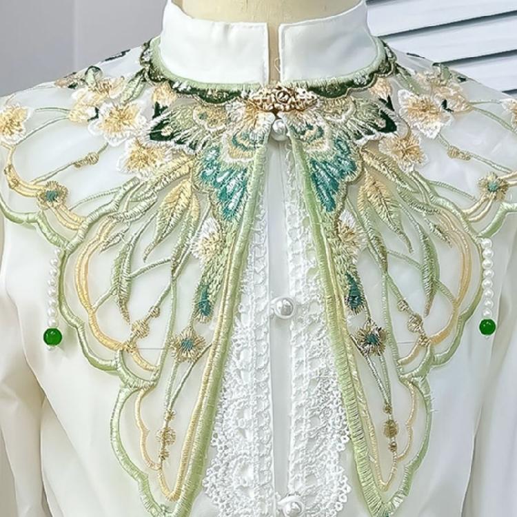 Embroidery Butterfly Flower Yunjian Shawl Decorative Pearl Tassels False Collar