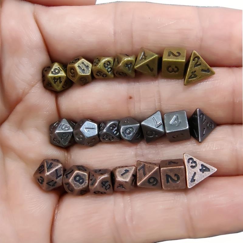 Mini Retro Style Metal Dice RPG Board Game Accessories Board Game Role-Playing Polyhedral Dice Game Gift