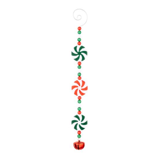 Yousheng Christmas Tree Pendant Red White Candy Cane Design Hanging Pendant with Bells Candy Bars Beads Christmas Party Decoration