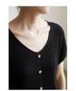 Exquisite French Retro Ice Silk V-Neck Knitted Summer T-Shirt for Women
